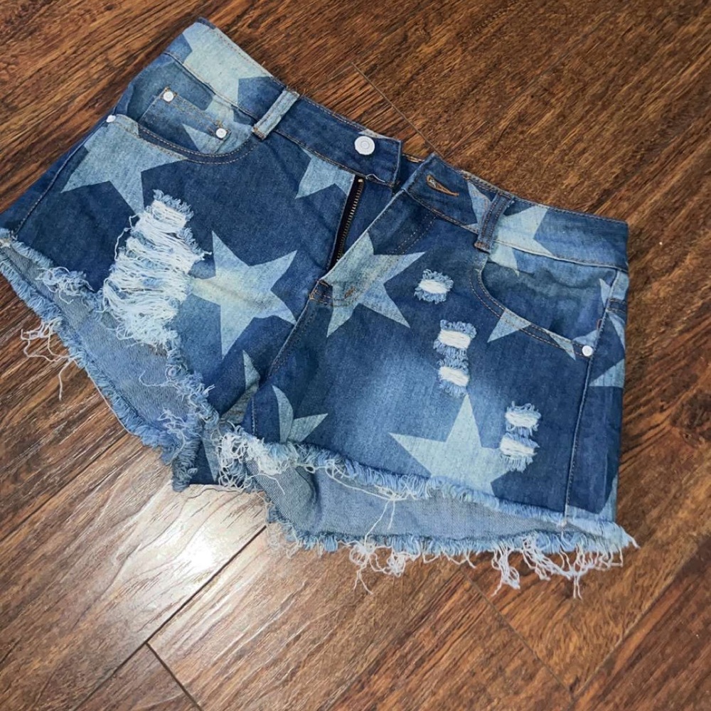 blue jean shorts